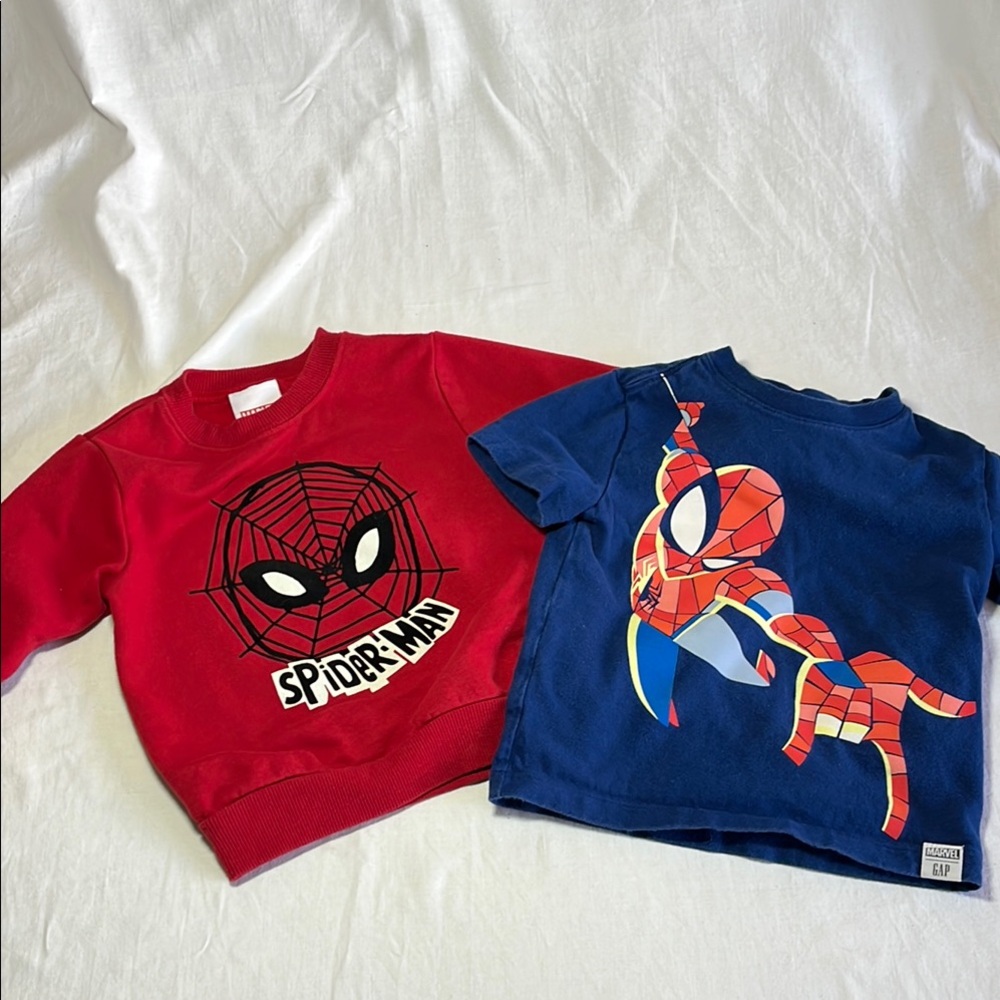 18-24M Marvel Spider-Man sweatshirt and GAP Spider-Man tshirt bundle